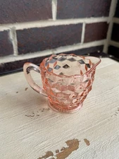 Vintage Pink Depression Glass  Creamer Jeannette Cube Pattern