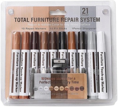 21-teiliges Holz Möbel Kratzer Reparatur Set Ausbesserungsmarker Wachsfüllung Sticks Boden
