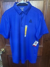 REEBOK Mens Classic Performance DAZZLE BLUE Polo Shirt SS NEW Size L NWT