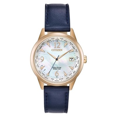 Citizen FC8003-06D World Time Perpetual Calendar Mother-of-pearl Dial Watch