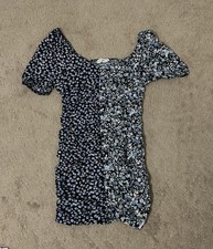 LoveShackFancy Floral Chiffon Mini Dress Ruched Ruffle Puff Sleeve M