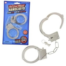 HAPPY DEALS Toy Metal Handcuffs with Keys 4" 1 PC on Card Realistic - Fake