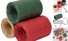 Raffia Ribbon, 3 Rolls 984 Feet Red Green Natural Christmas Red Green Natural