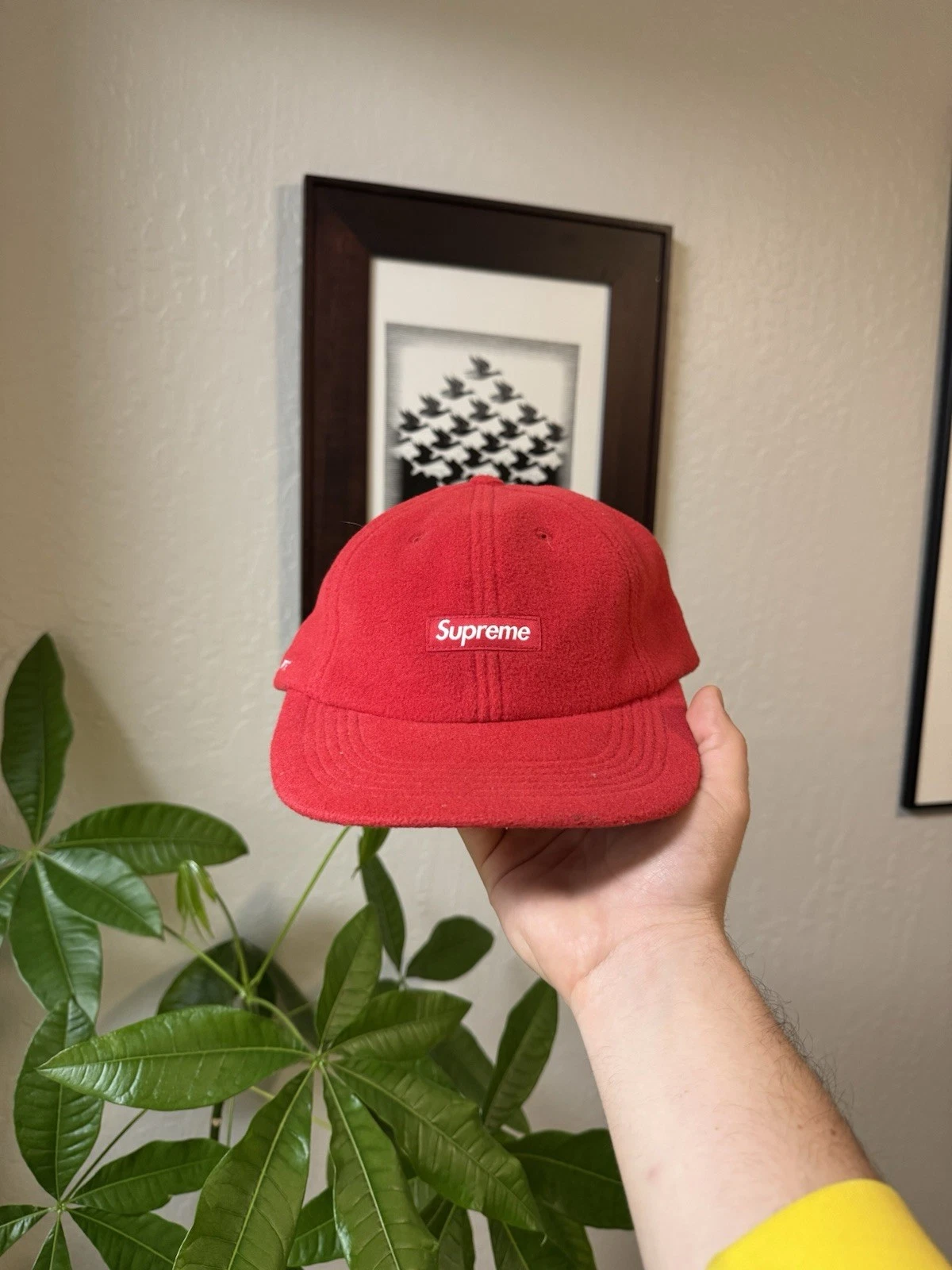 Supreme Polartec Small Box Logo 6-Panel Hat Red Fleece Camp Cap USA
