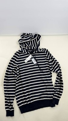 Slate & Stone Striped Hoodie Men s Navy White Pullover Hooded Sweatshirt NWT
