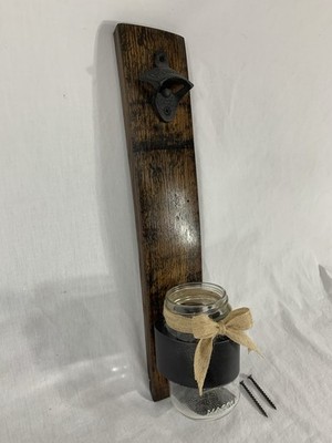 BEER BOTTLE OPENER Wall Hanging 17'' Whiskey Bourbon Barrel Stave CUSTOM MADE
