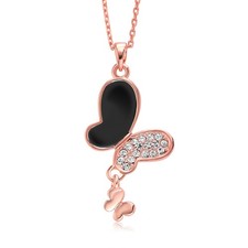Gorgeous Contrast Butterfly Necklace With Stunning CZ