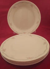 Set Of 6 Corelle English Breakfast Dinner Plates 10 1/4 Beige Pink & Blue Floral