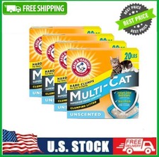 4 Box ARM  HAMMER Multi-Cat Clumping Litter Unscented, 20 lb