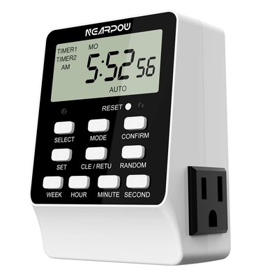 Outlet Timer, NEARPOW Dual Digital Light Timer with 2 Independently-controlle...