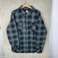 Men's Dickies Lined Plaid Flannel Shacket Jacket Size L Large Button Up Collared