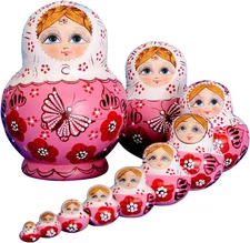 10Pcs Russian Nesting Dolls Matryoshka Handmade01071