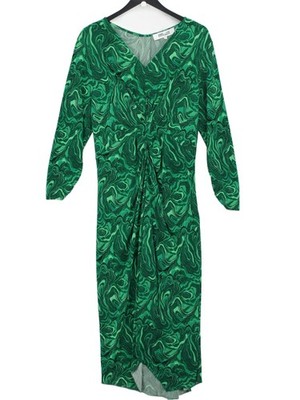 Diane von Furstenberg Wickel Midi Kleid L in Grün