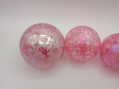 Set Of 4 Pink Blown Art Glass Christmas Ornament Handmade Decoration - Picture 15 of 19