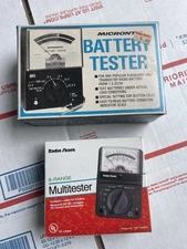 Vintage Micronta 22-030A Battery Tester W/ Radio Shack 22-212B Multimeter Analog