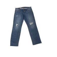 Kut from the Kloth Catherine Boyfriend Jeans Blue Distressed Frayed Hem Size 8