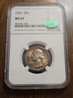 1953 NGC & CAC MS67 Gorgeous Mint Set Toned Color Washington Silver Quarter PQ