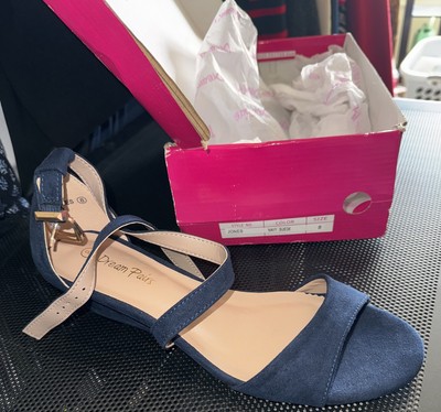 navy dress sandals women Nina Women's Bryna Ankle Strap Sandal - Blue - Sandal heels Its ankle strap with a buckle closure ensures a secure fit Hamilton Place - Navy Dress