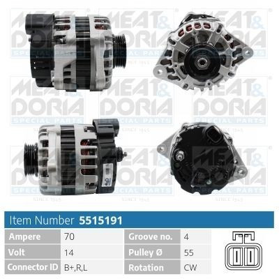 MEAT & DORIA 5515191 Lichtmaschine Generator 70A 14V für HYUNDAI i10 (PA)