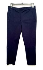 Tory Burch Navy Pants Size 8 Cotton Blend Exposed Seam Office Academia