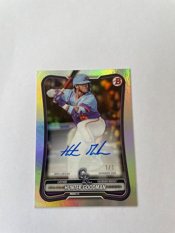 2026 Bowman Chrome Hunter Goodman 1/1 Autograph Rockies