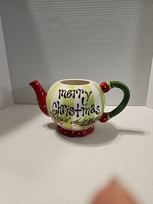  ''MERRY & BRIGHT'' Christmas Teapot burton + Burton Joyful Holiday Carafe/Decor 