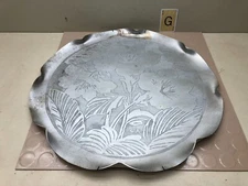 Vintage Aluminum Serving Tray - Floral Wall Decor