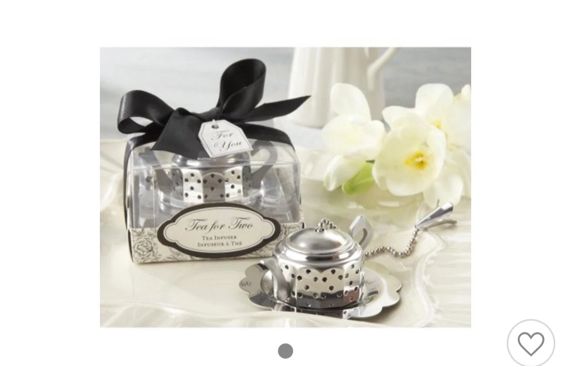 20 Pc Prewrapped Kate aspen wedding favors Tea for Two tea infusers -stain/steel