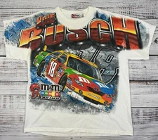 Vtg Kyle Busch m&m’s Racing All Over Print T Shirt NASCAR Chase Authentics XL