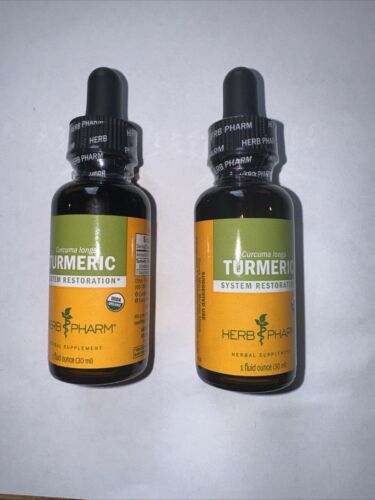 2 Pack Herb Pharm Turmeric 1 fl oz 30 ml Each Gluten-Free Exp 01/2028