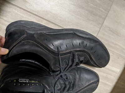 Clarks Wave Walk Sneakers Womens Size 8M Black Leather