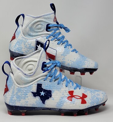 Under Armour Spotlight Lux 2 MC Men Size 9 3027041-100 TEXAS Football Cleats New UNDER ARMOUR Spotlight Lux 2 MC Red White Football Cleats  main image 2