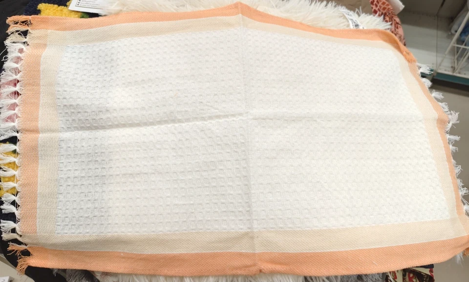 Handwoven Cotton Table Napkin with Peach Border Cotton, Eco-Friendly Decor 10pcs - Изображение 4 из 4