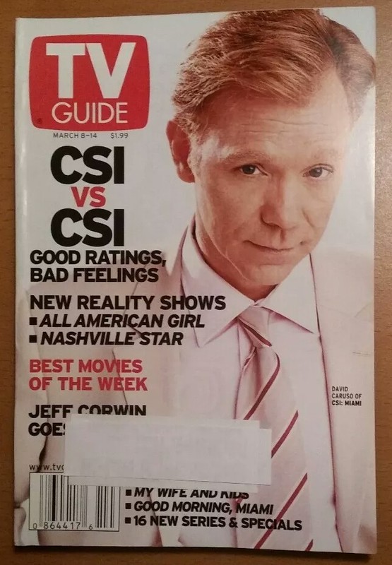 TV GUIDE 8-14 MAR 2003 ISSUE - DAVID CARUSO COVER - "CSI: MIAMI"