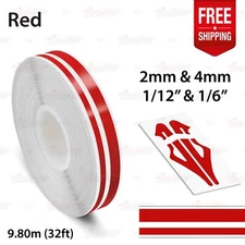 RED 1/2" 12mm Twin Lines Roll PIN STRIPE Car Trim Line TAPE Decal Vinyl Sticker