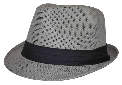 Juego de 4 sombreros Fedora de paja blanco, natural, negro, gris 64 cm 3xl - Imagen 4 de 4
