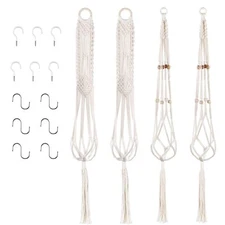 Simple Deluxe Macrame Plant Holders Boho Hanger Handmade Natural Material Rop...