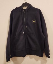Adidas By Stella McCartney Black Logo-Print Cotton-Blend Full Zip Hoodie Size L