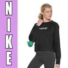 Nike Women's Dry Cropped Sweatshirt Size 2X Plus Size DB4632 010 Black