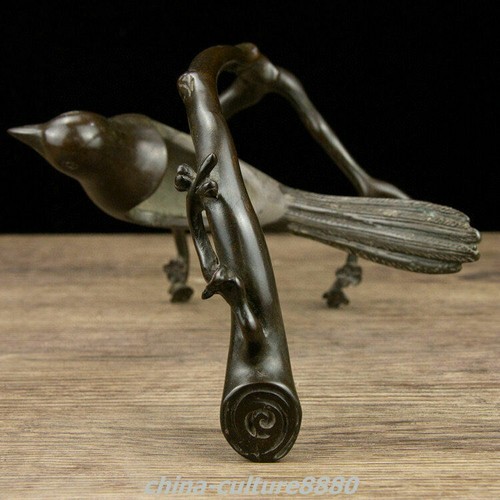 Old China Dynasty Pure Bronze parrot Bird On Tree Smoker Incense Burner Censer - 第 8/9 張圖片