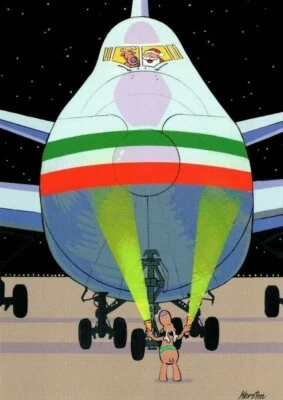 KERSTEN BROTHERS SANTA AIRPLANE AIRPORT Kersten Bros. Christmas Greeting Card w/ Envelope MG68 c