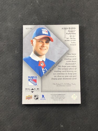 2019-20 UD BLACK DIAMOND KAAPO KAKKO ‘96-97 TRIBUTE ROOKIE GEMS RELIC #ed 66/99 - Picture 2 of 2