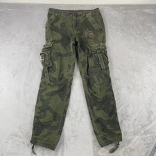 Vintage Japanese Junye Cargo Pants Men 32 Green Camo Paratrooper Tactical Y2K