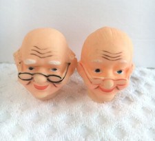 Grandpa Grandma with Glasses Doll Heads Small PLASTIC