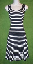 Chaps by Ralph Lauren Navy Blue White Stripe Knit Flounce Tank Dress XL $89