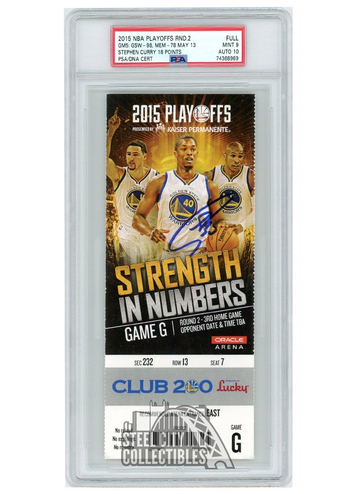 Stephen Curry Autographed 2015 Playoffs Round 2 Game 5 Ticket PSA 9 PSA/DNA 10