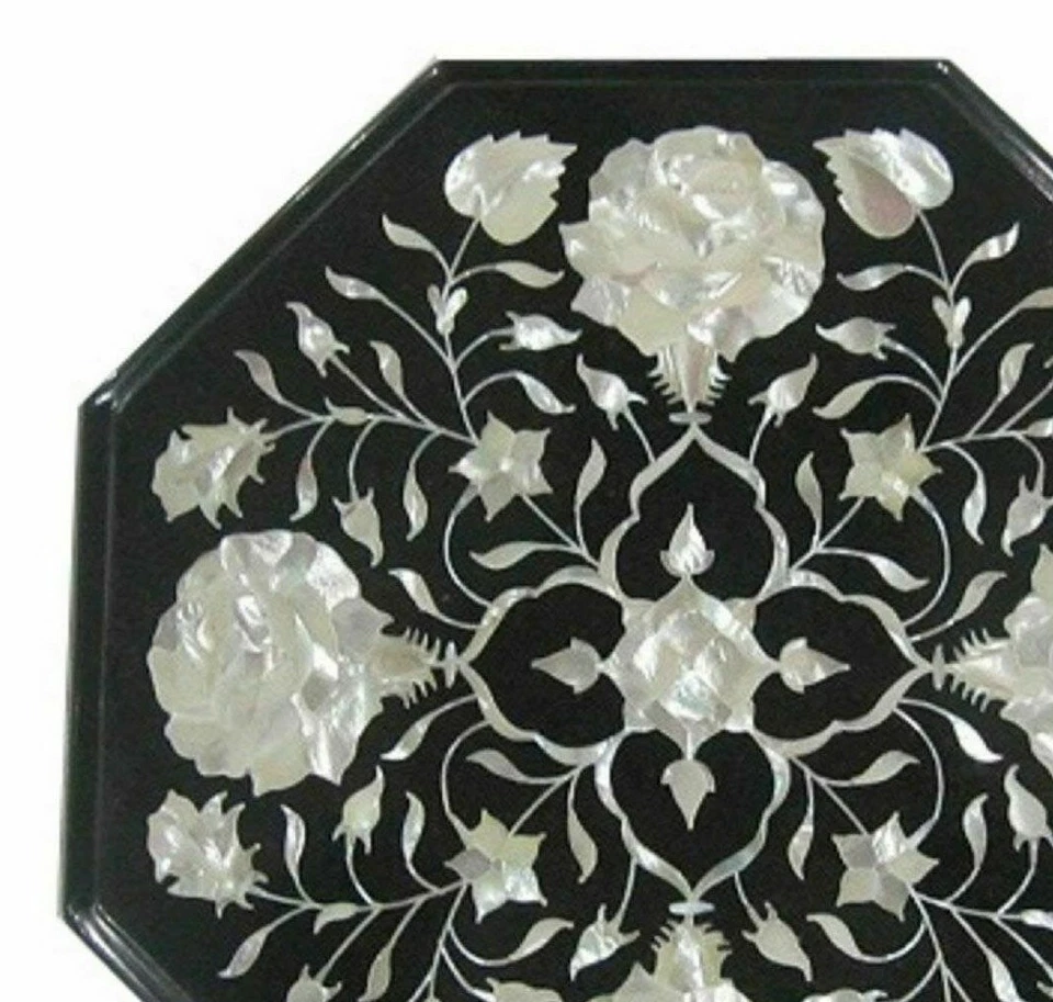 12" Marble Table Pietra dura Art Inlay Handmade Home Decor - Image 2 of 4