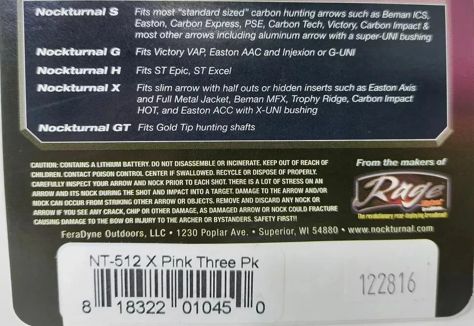 Rage Nockturnal-X Lighted Nocks 3pk PINK NT-512 - Image 4 of 4