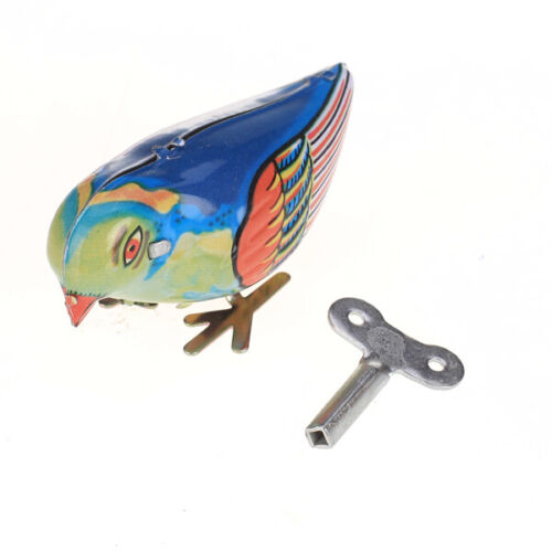 Retro Style Wind up Blue Bird Metal Tin Toy Pecking Song Collectible Gifts - Afbeelding 1 van 10