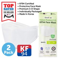 2 Pack KF94 WHITE Protective Face Mask Adult Made in Korea KFDA Approved